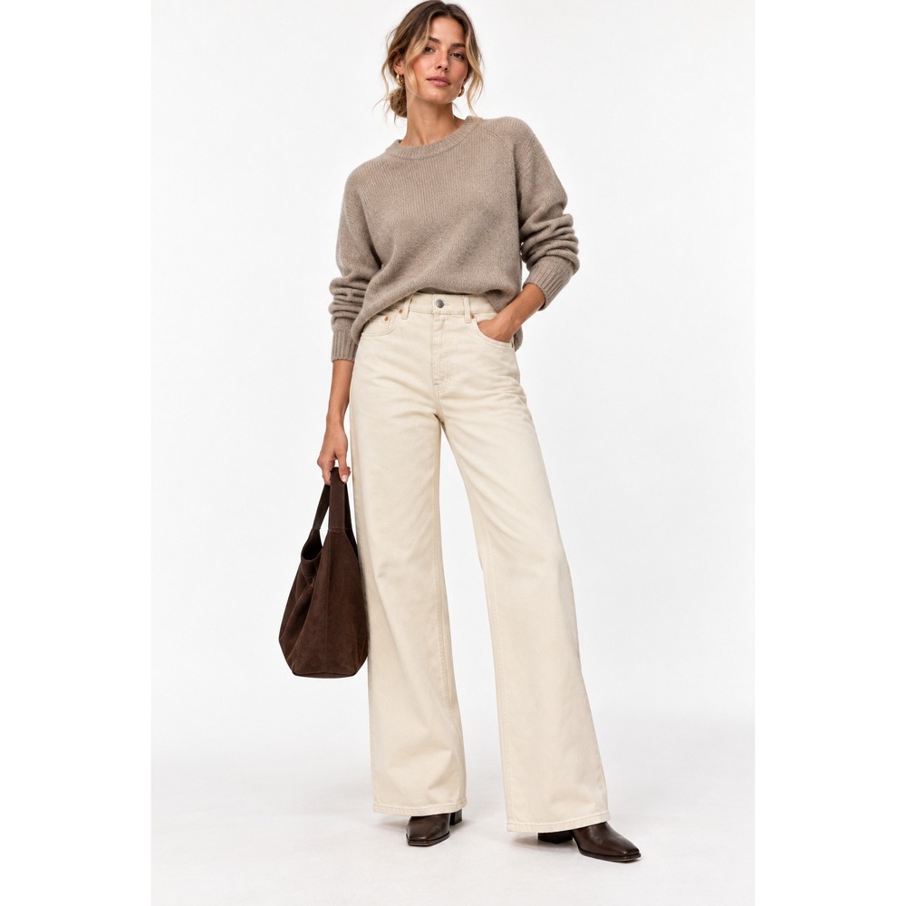 & Other Stories Womens High Waist Wide Leg Denim Jeans Cream Off-White Size 4